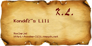 Kondás Lili névjegykártya