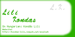 lili kondas business card