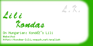 lili kondas business card